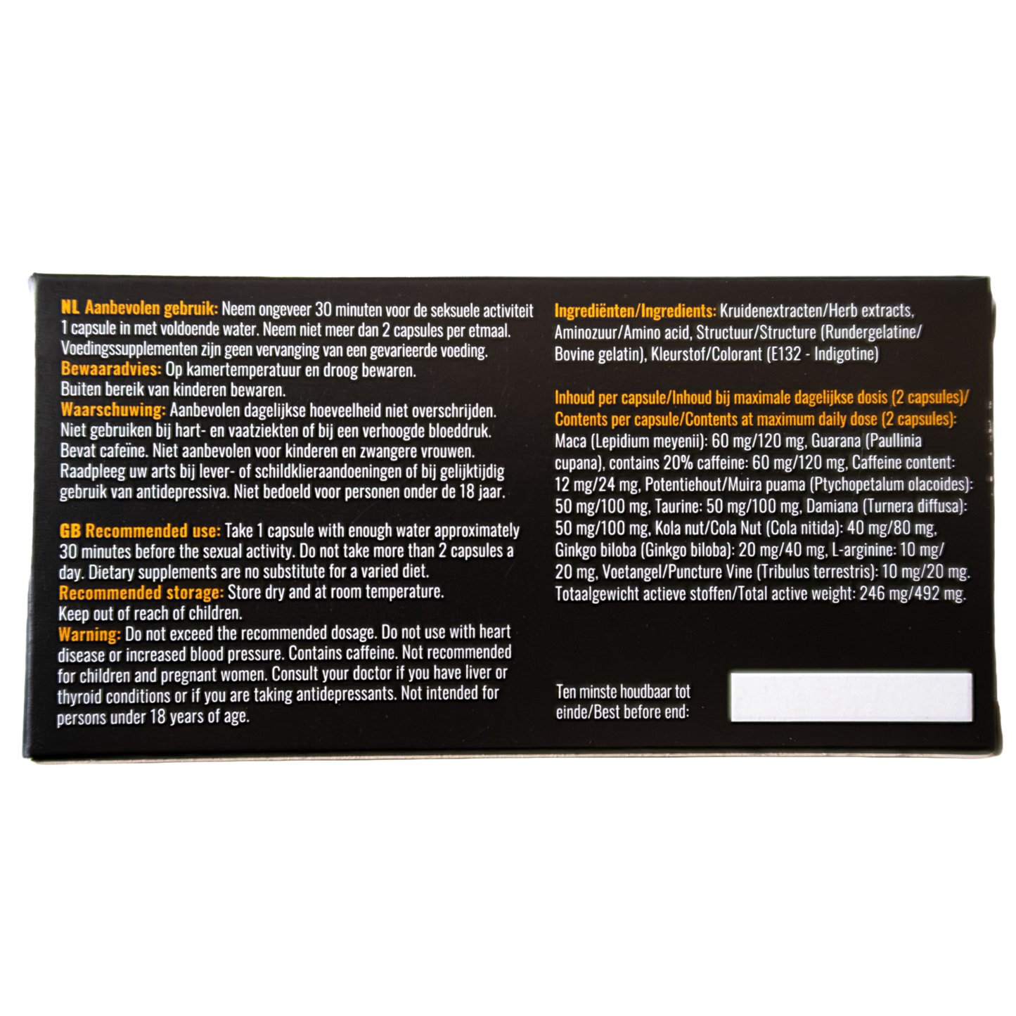 Xtreme Libiforte 5 capsules achterkant verpakking