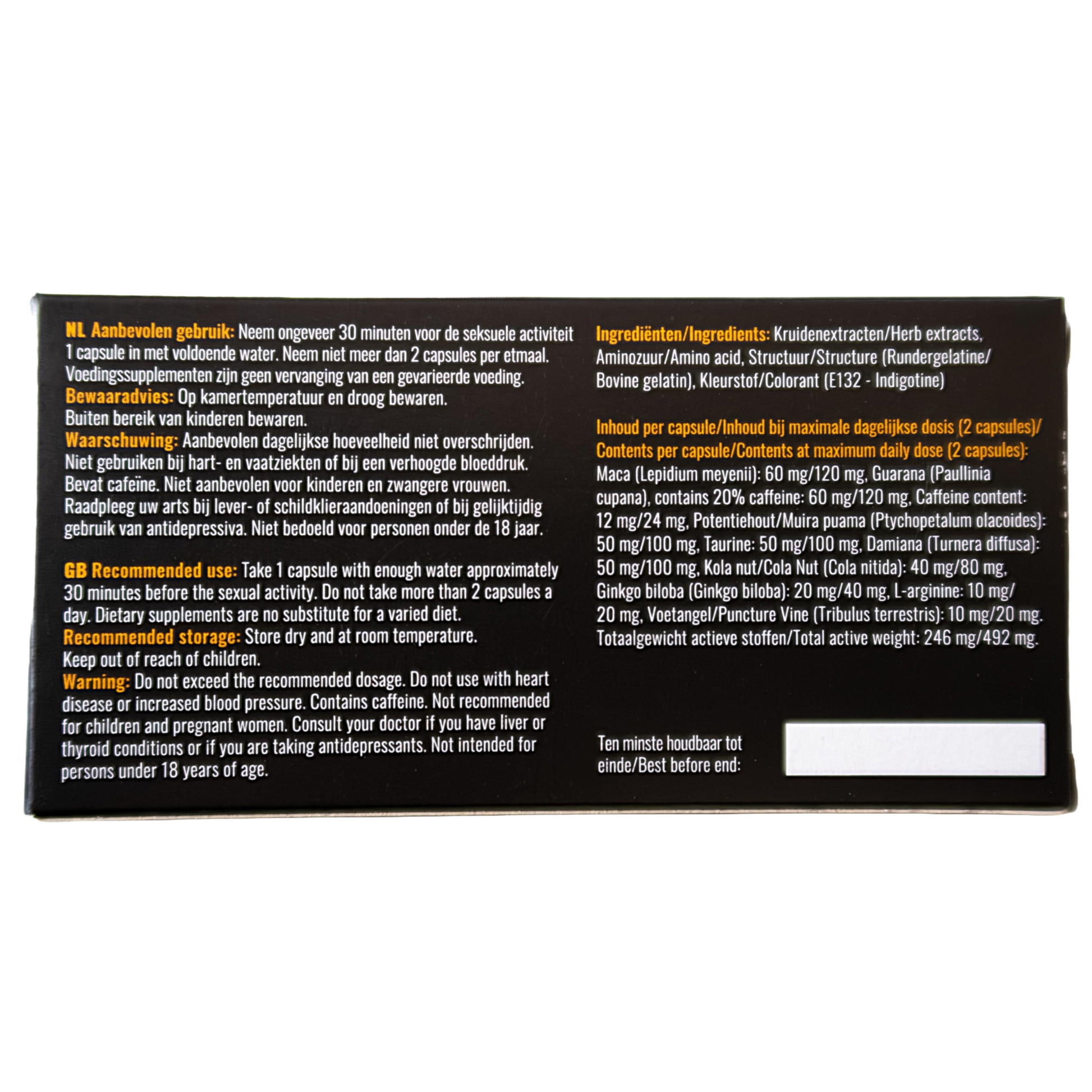 Xtreme Libiforte 5 capsules achterkant verpakking
